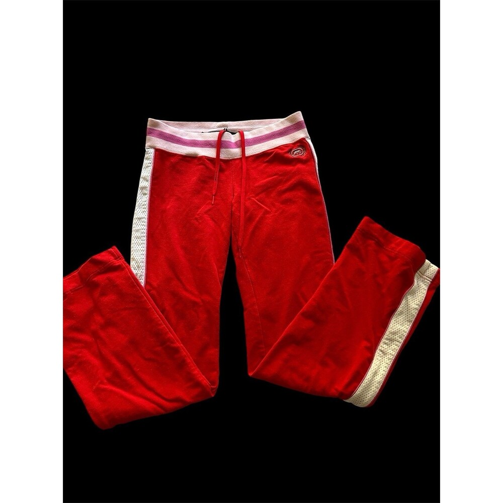 VTG Y2K Ecko Red Sweatpants Womens Small Red White Side Stripe Rhino Logo